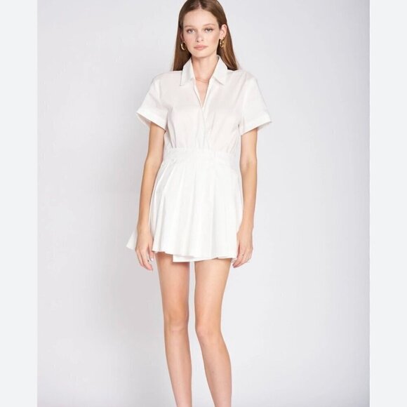 EN SAISON Noemi Poplin White Tennis Romper US S - Picture 1 of 8